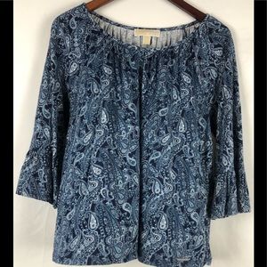 Michael Kors Paisley Peasant Top L